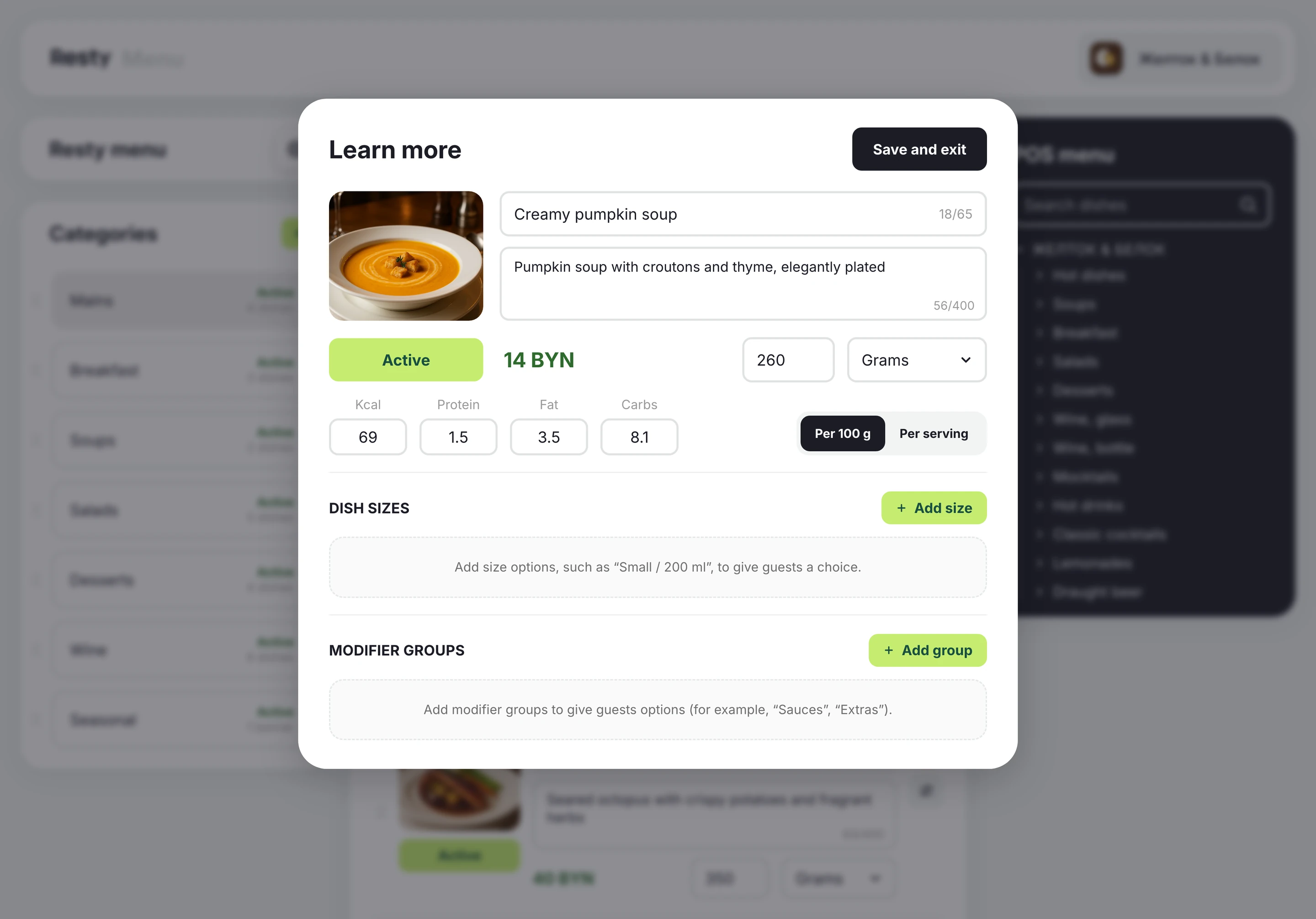 Menu builder in the Resty admin panel: building the menu