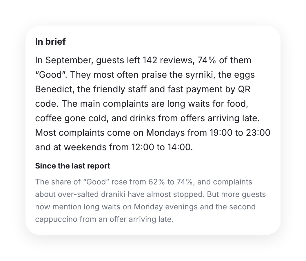 The “In brief” section: September highlights and what’s changed since the last report