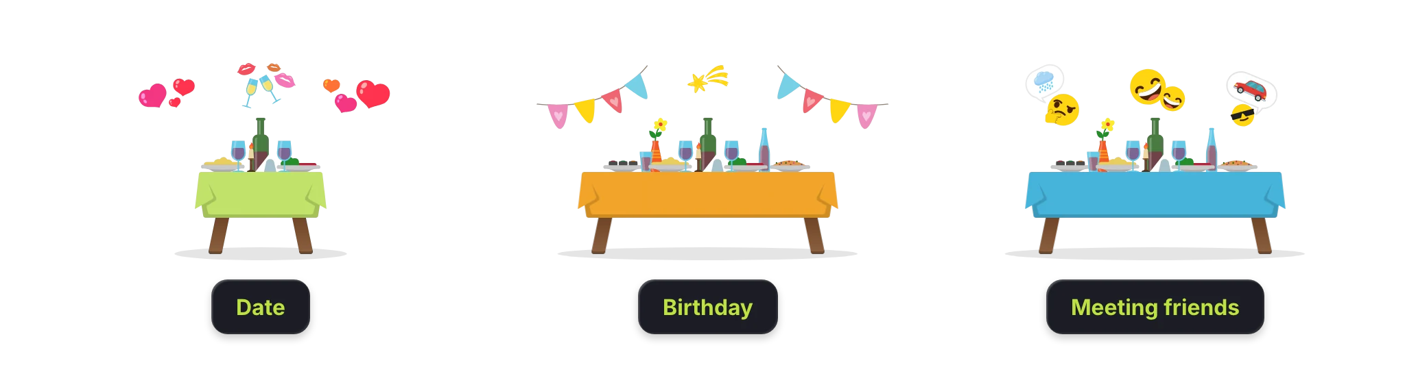 One table set for a date, a birthday and a catch-up with friends
